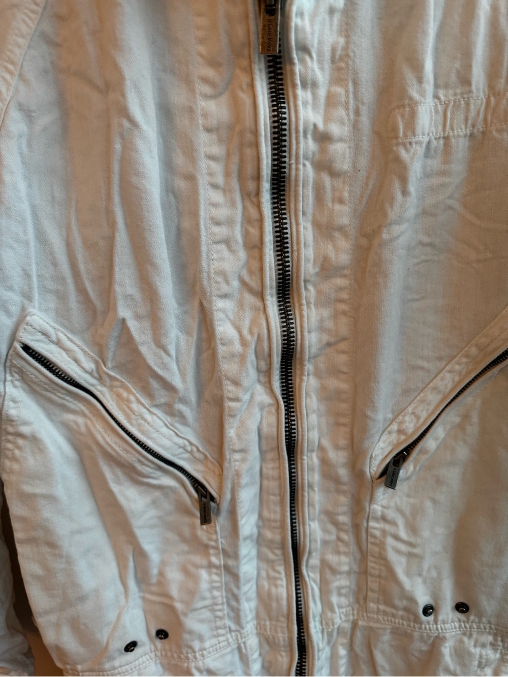 Zara‎ SRPLS Utility Jumpsuit White Zip Front Sz S/M - Picture 7 of 10